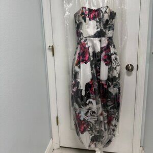 Floral Strapless Prom Dress